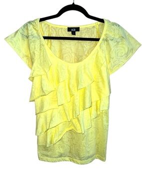 𝐀𝐆𝐁 | YELLOW RUFFLE SHORT SLEEVE SUMMER TOP